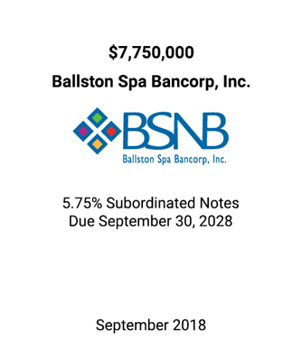 Griffin Serves as Financial Advisor to Ballston Spa Bancorp, Inc.