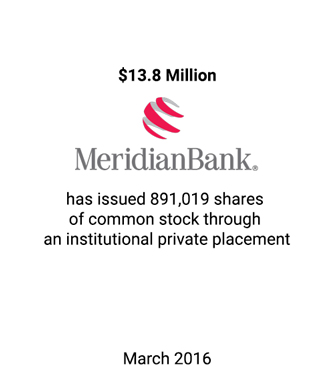 Griffin Serves as Financial Advisor and Placement Agent to Meridian Bank