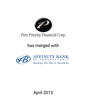 Griffin Financial Advises First Priority Financial Corp. in its Merger with Affinity Bancorp, Inc.