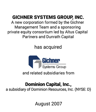 Griffin Represents Management Team in its Acquisition of Gichner Systems Group, LLC