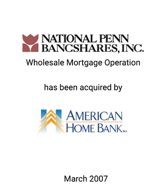 Griffin Serves as Exclusive Financial Advisor to National Penn Bancshares, Inc.