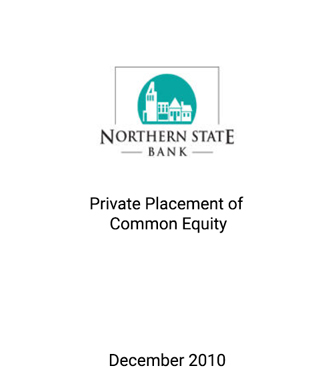 Griffin Serves as Advisor to Northern State Bank in its Placement of Common Equity