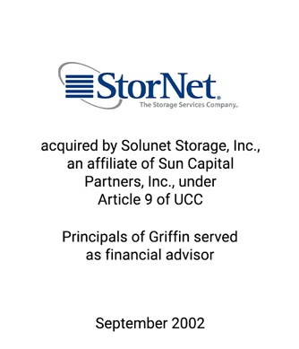 Griffin Serves as financial advisor to StoreNet