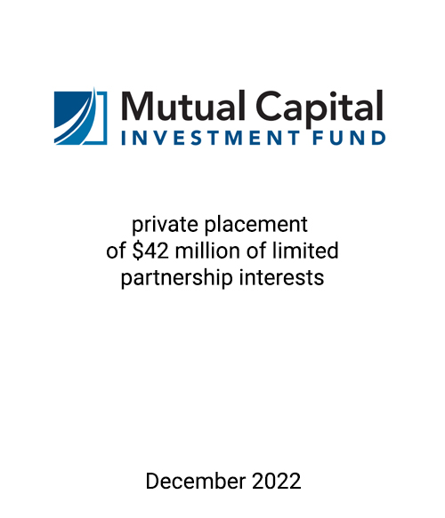Griffin Serves as Placement Agent to Mutual Capital Investment Fund