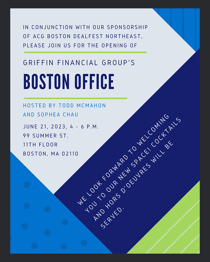 Invitation to attend Boston Office opening